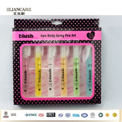 6PK 60ml scented body spray/body splash pen set